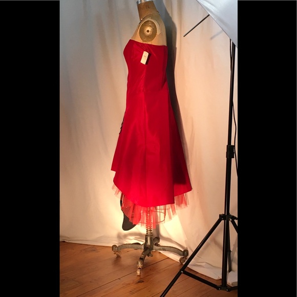 Nicole Miller cherry taffeta bustier/hi-lo gown - Picture 4 of 6